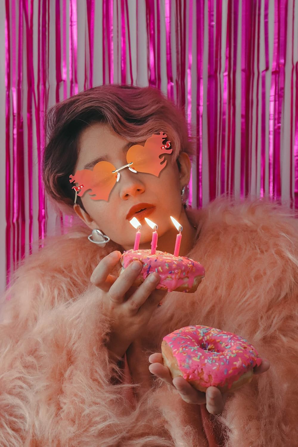 ÉÌƷͼƬ 17 | B0D9428ZX6 | FEISEDY Melting Flame Heart Sunglasses For Women Men Trendy Rimless Fire Shaped Party Glasses B2366