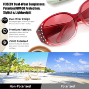 ÉÌƷͼƬ 35 | B0GRVLVZYS | FEISEDY Women's Polarized Wrap-Around Fit Over Sunglasses with Rhinestones, Anti-Glare Driving Sun Glasses B0362