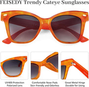 ÉÌƷͼƬ 11 | B0CJNSZC8B | FEISEDY Trendy Polarized Sunglasses, Retro Cateye Frame for Women, UV400 Protection Shades B0009