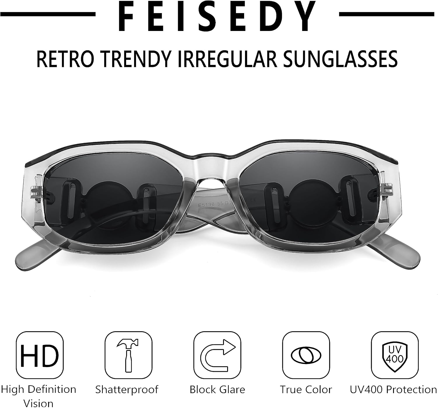 商品图片 11 | B0B5V7T75J | FEISEDY Retro Trendy Rectangle Sunglasses Women Men Narrow Shades B2322
