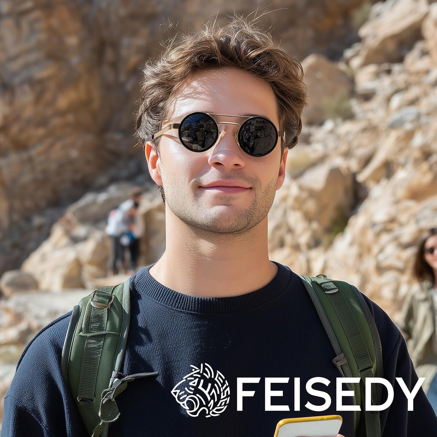 商品图片 30 | B0FK1DDVSV | FEISEDY Adjustable Sunglasses Polarized Men, Round Metal ND Filter B1400