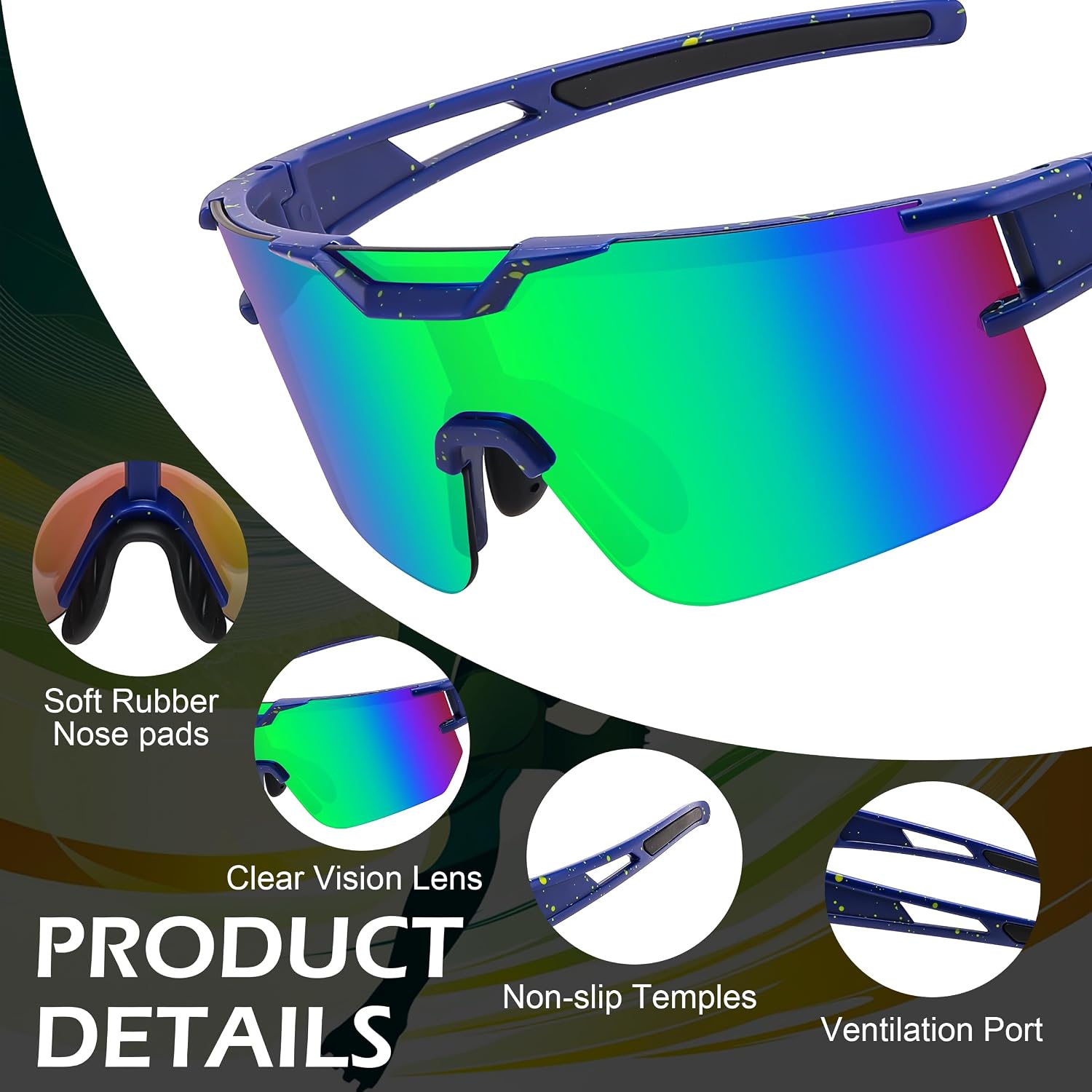 商品图片 20 | B0DBVLTVQD | FEISEDY Kids Sunglasses Youth Baseball Sun Glasses, UV400 Sports Cycling Softball Sunglasses for Adult Boys Girls B0227