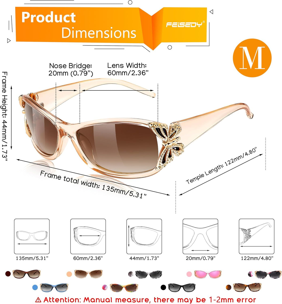 ÉÌƷͼƬ 5 | B0CNRQ7WVZ | FEISEDY Y2K Women Polarized Sunglasses Butterfly Wrap Around UV400 Shades