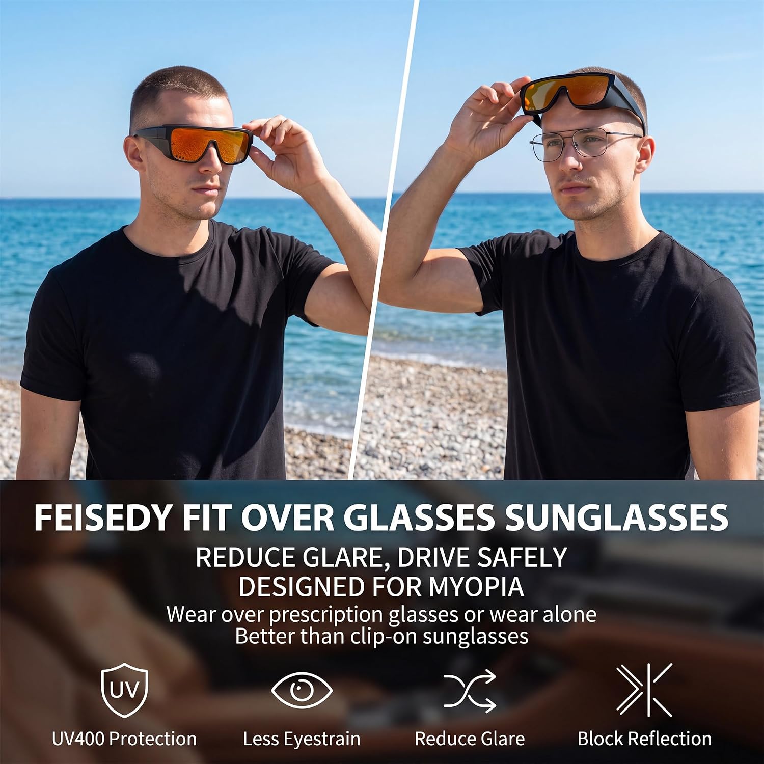 商品图片 11 | B0H2Z4Q1KM | FEISEDY Fit Over Glasses Polarized Sunglasses for Men Women B0456