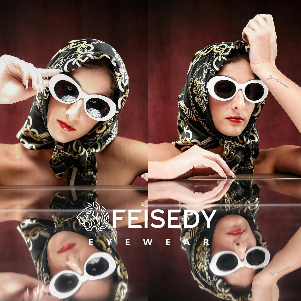 ÉÌƷͼƬ 77 | B074H8KFSZ | FEISEDY Sunglasses White Oval Clout Goggles for Women Men Retro Round Trendy Rimmed Clueless Costume Frame B2253