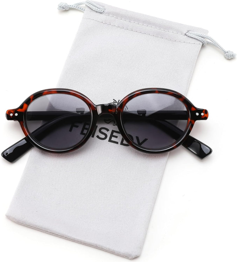 Tortoise Frame + Grey Lens / 2.0 x | B0GYW69THN | FEISEDY Reading Glasses for Women Men Retro Oval Reader Sunglasses B1379