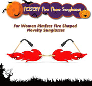 ÉÌƷͼƬ 34 | B09JK7M3SQ | FEISEDY Fire Flame Sunglasses for Women Mirror Rimless Fire Shaped Novelty Sunglasses B2839