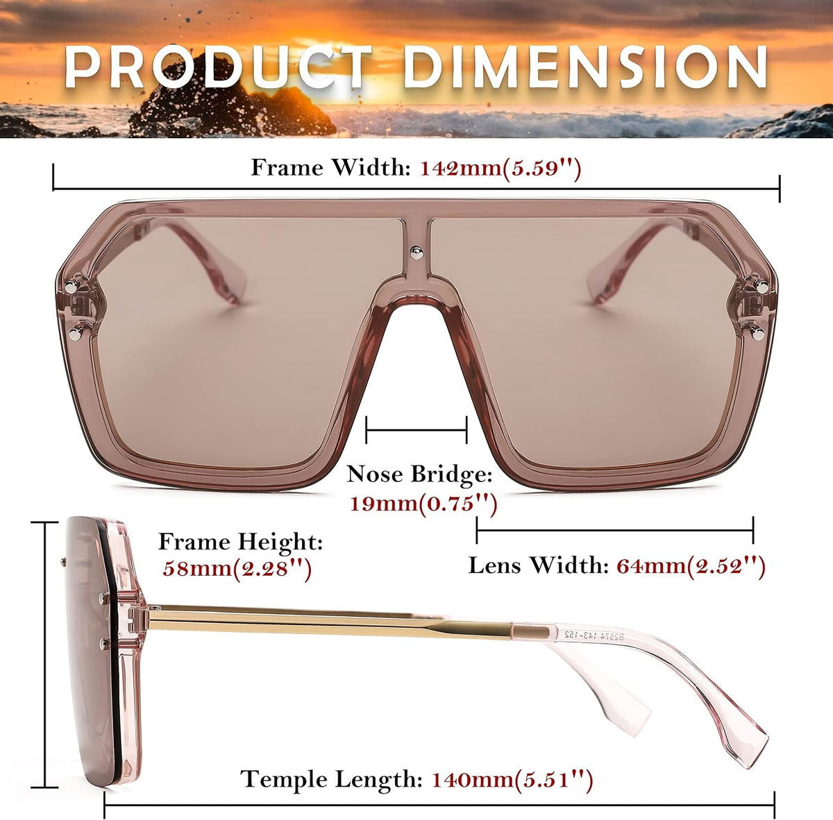 ÉÌƷͼƬ 44 | B0854JYPB2 | FEISEDY Classic Siamese One Piece Sunglasses Nice Rimless Stylish Retro Design for Women Men B2574