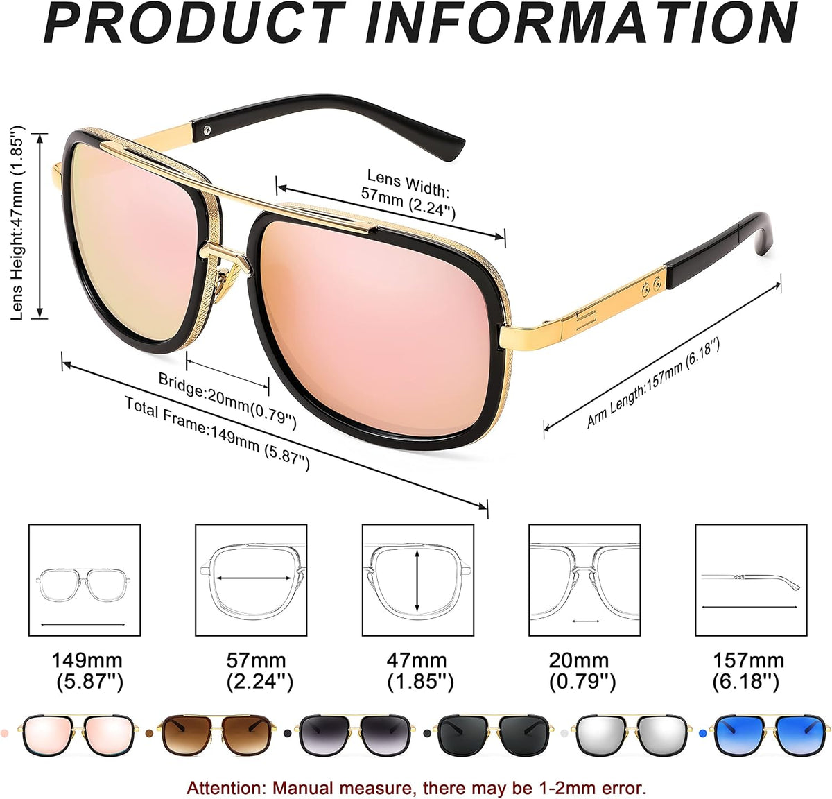 ÉÌƷͼƬ 36 | B0B681YMF5 | FEISEDY Retro Trendy Aviator Sunglasses Women Men Classic Vintage Square Sunglasses 70s Large Metal Shades B2321