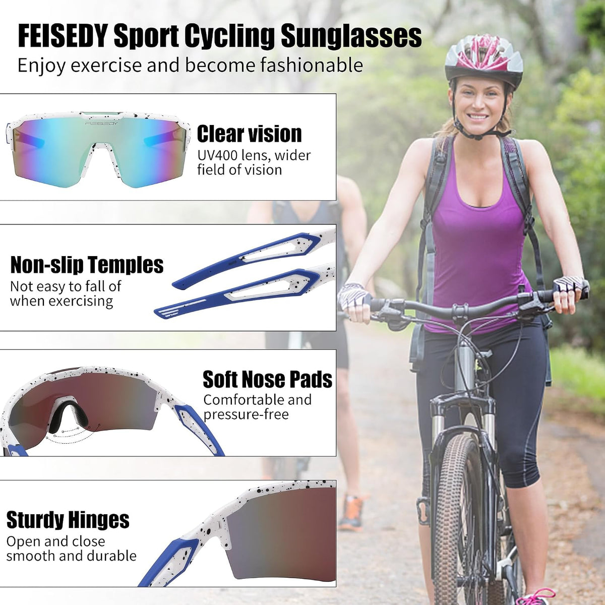 ÉÌƷͼƬ 31 | B0CVWYCSZS | FEISEDY Sports Sunglasses for Men Women Baseball Cycling Running Driving Glasses UV400 B0088