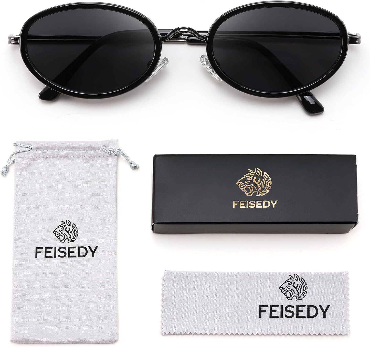 商品图片 7 | B0H2XM1HNJ | FEISEDY 90s Retro Oval Cat Eye Sunglasses UV400 Small Face B0450