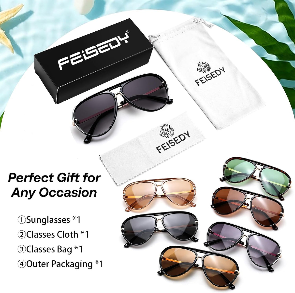 ÉÌƷͼƬ 42 | B0GYVVZBQM | FEISEDY Classic Aviator Sunglasses UV400 Protection for Women Men B0461