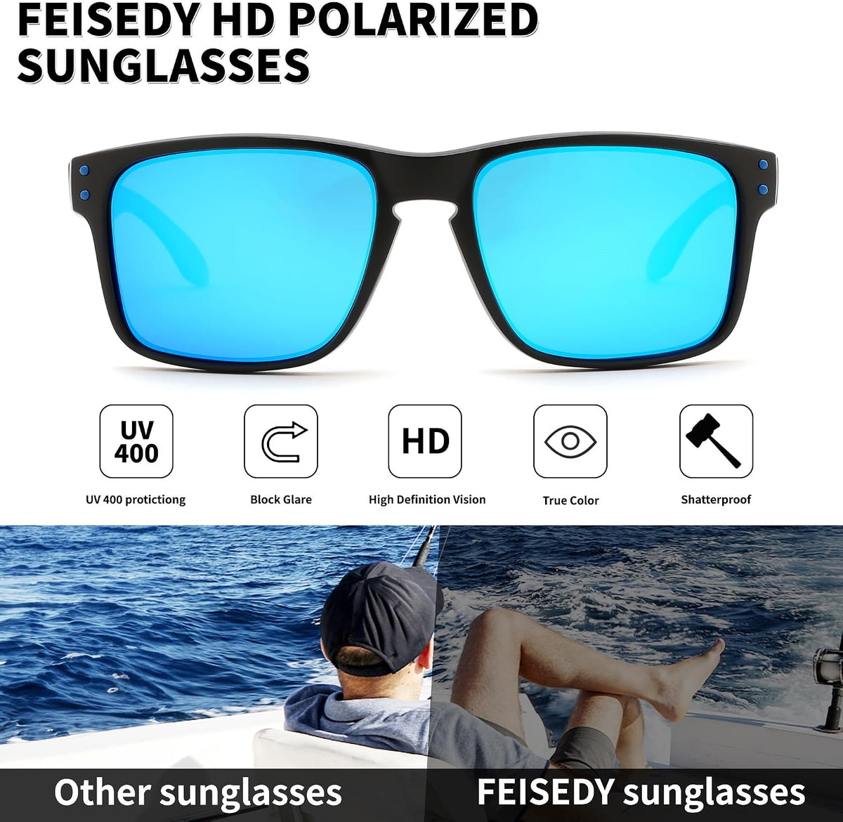 ÉÌƷͼƬ 10 | B0F8HGGZ7R | FEISEDY Polarized Sunglasses for Men Women Sports Driving Fishing Hiking Glasses UV400 Protection B0080