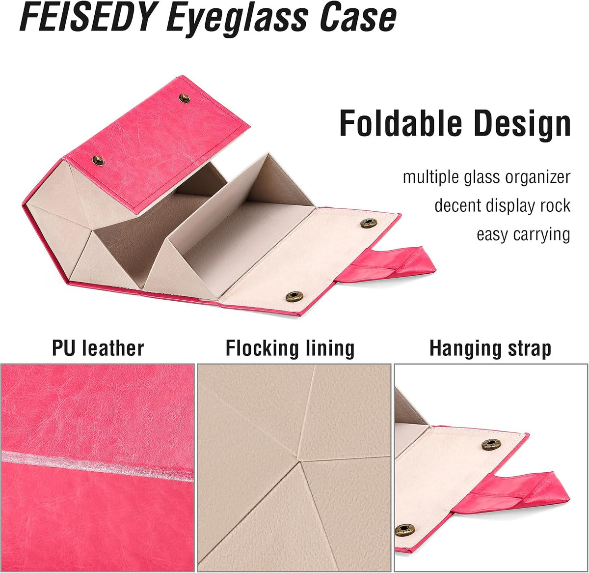 ÉÌƷͼƬ 16 | B0CSFHKMSS | FEISEDY Sunglasses Organizer 5 Slots Travel Glasses Case,Hanging Eyewear Holder Fashionable PU Leather Eyeglass Case B0087