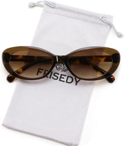 Transparent Brown Frame Gradient Brown Lens / 53 Millimeters | B0H2YTVPH1 | FEISEDY Women Vintage Oval Cat Eye Sunglasses, Retro Narrow Shades B0459