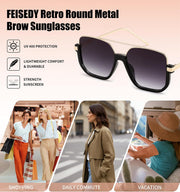 ÉÌƷͼƬ 3 | B0GXYGJLHV | FEISEDY Retro Square Aviator Sunglasses for Women Men Y2K Oversized B0432