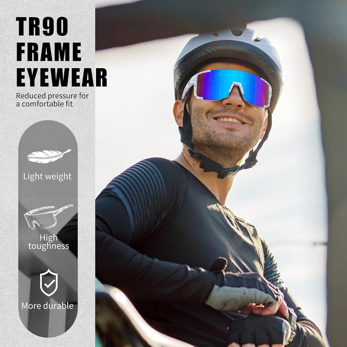 ÉÌƷͼƬ 4 | B0DK3GLVV6 | FEISEDY Cycling Glasses Sports Sunglasses for Men Women, Lightweight TR90 Frame UV400 MTB Running Fishing Baseball B0224