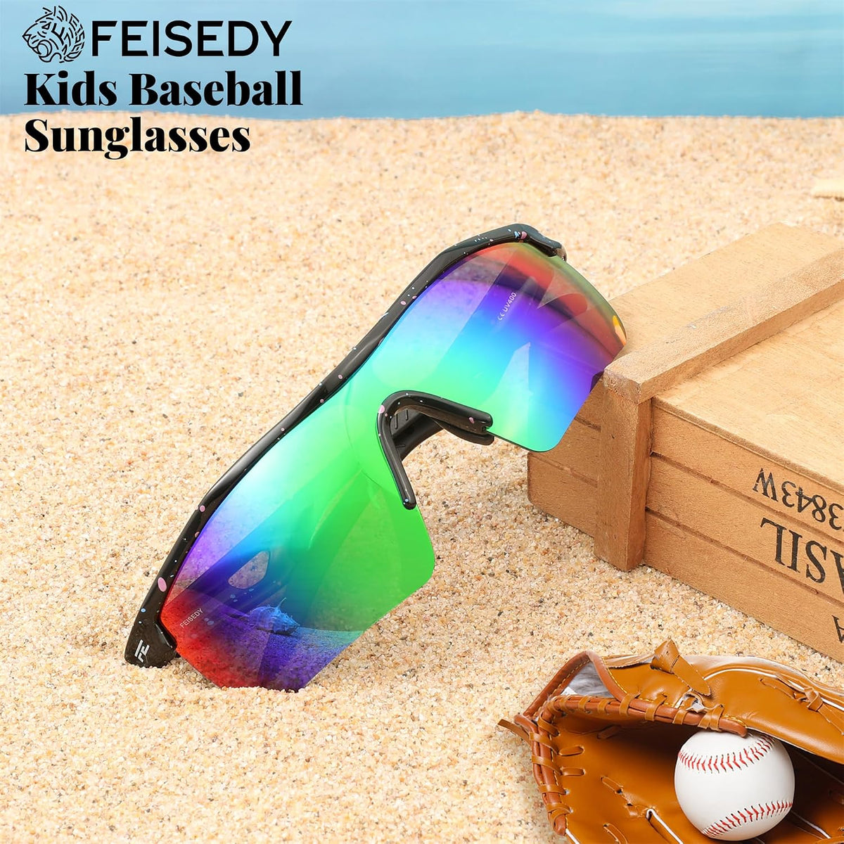 ÉÌƷͼƬ 124 | B07JZ18KMZ | FEISEDY Kids Polarized Sports Sunglasses, TR90 UV400 Baseball Cycling