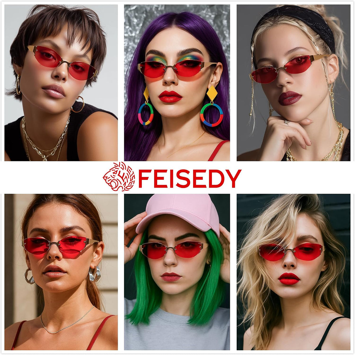 ÉÌƷͼƬ 9 | B0CHYTCP8J | FEISEDY Retro Oval Sunglasses Women Men Y2K Fashion Designer Cosplay Glasses Party Accessories B2376
