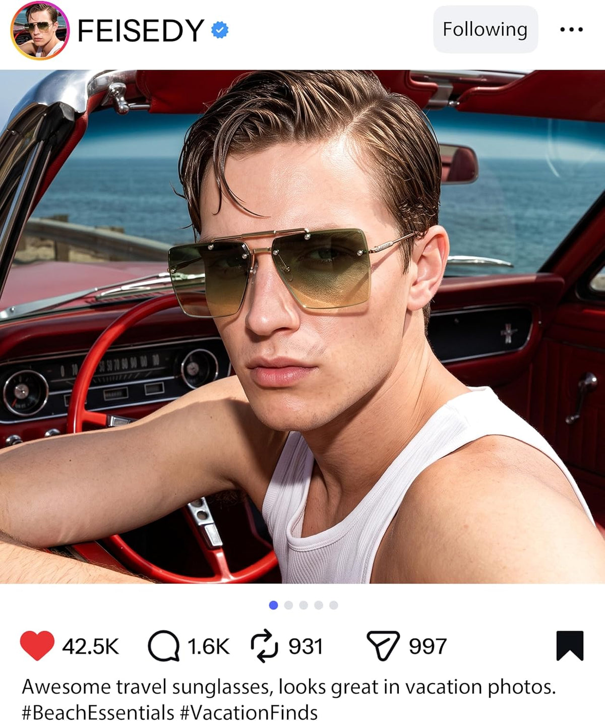商品图片 17 | B0HFJXV98G | FEISEDY Rimless Aviator Sunglasses for Women Men Luxury UV400 Shades