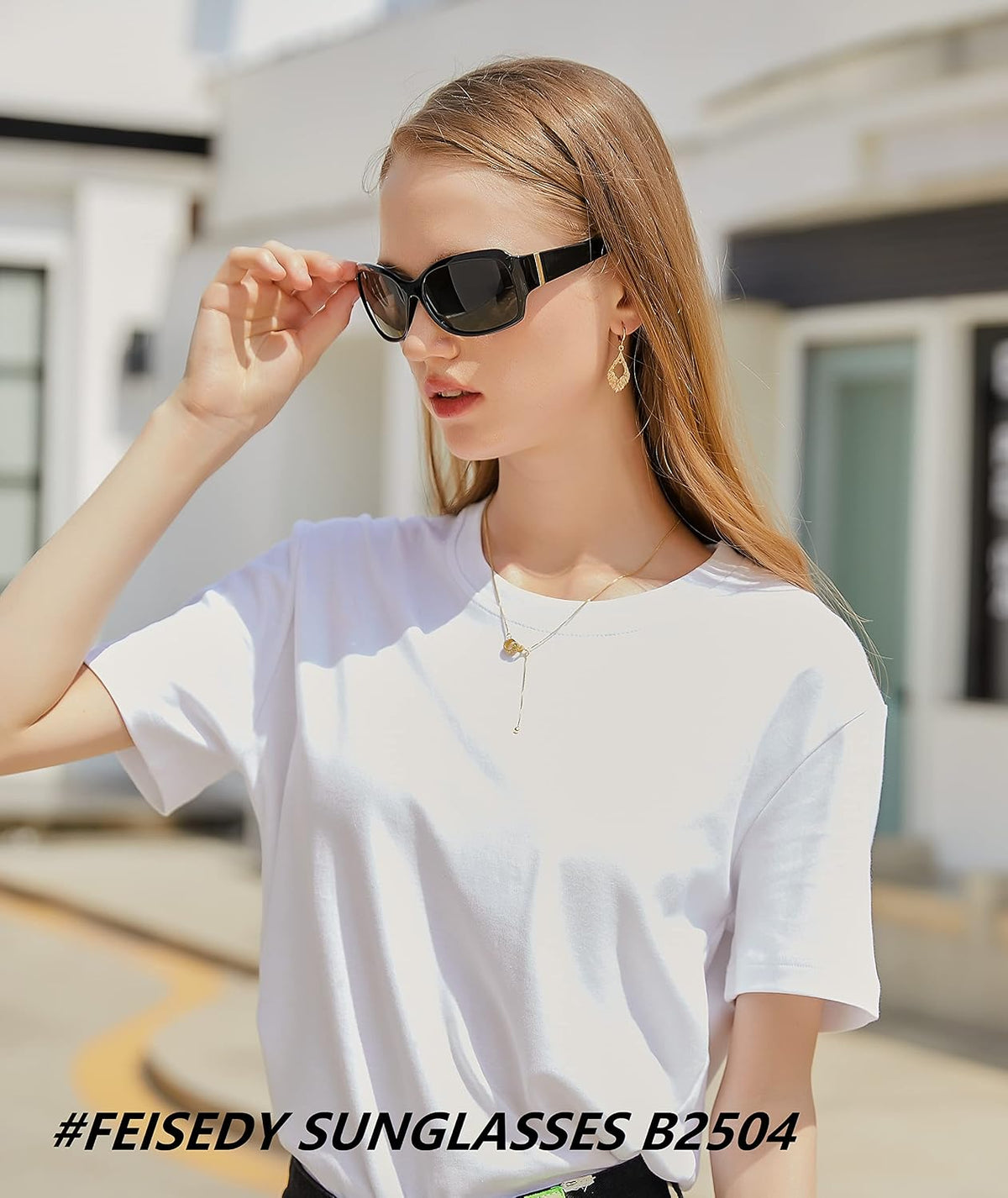 ÉÌƷͼƬ 24 | B07XNYV3GC | FEISEDY Polarized Oversized Sunglasses for Women Men, Classic Rectangle Wrap Around Large Frame UV400 Protection B2504