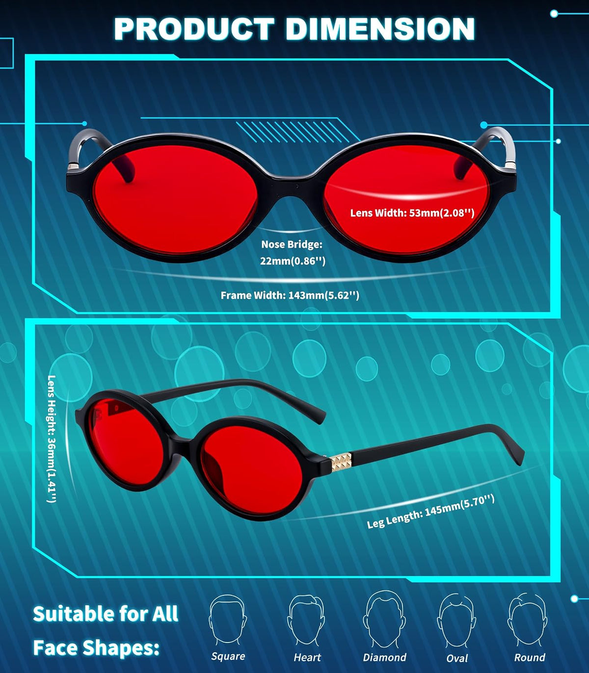 ÉÌƷͼƬ 11 | B0GRTTF33N | FEISEDY Oval Blue Light Glasses for Women Men, Red Lens Anti-Blue Light, Fashion Computer Gaming Eyeglasses B0415