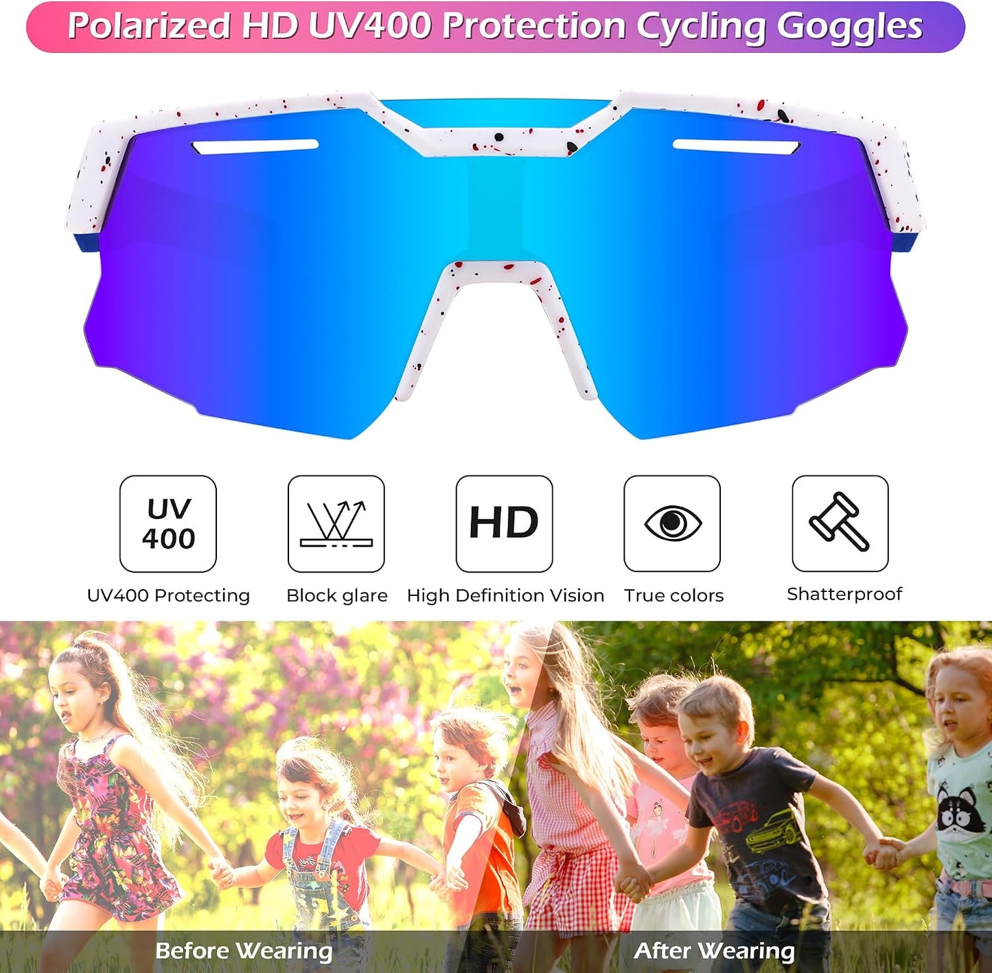 商品图片 38 | B0D78P6WRV | FEISEDY Kids Teens Baseball Polarized Sunglasses Sports Cycling Glasses for Youth Boys Girls Age 8-16 B0157