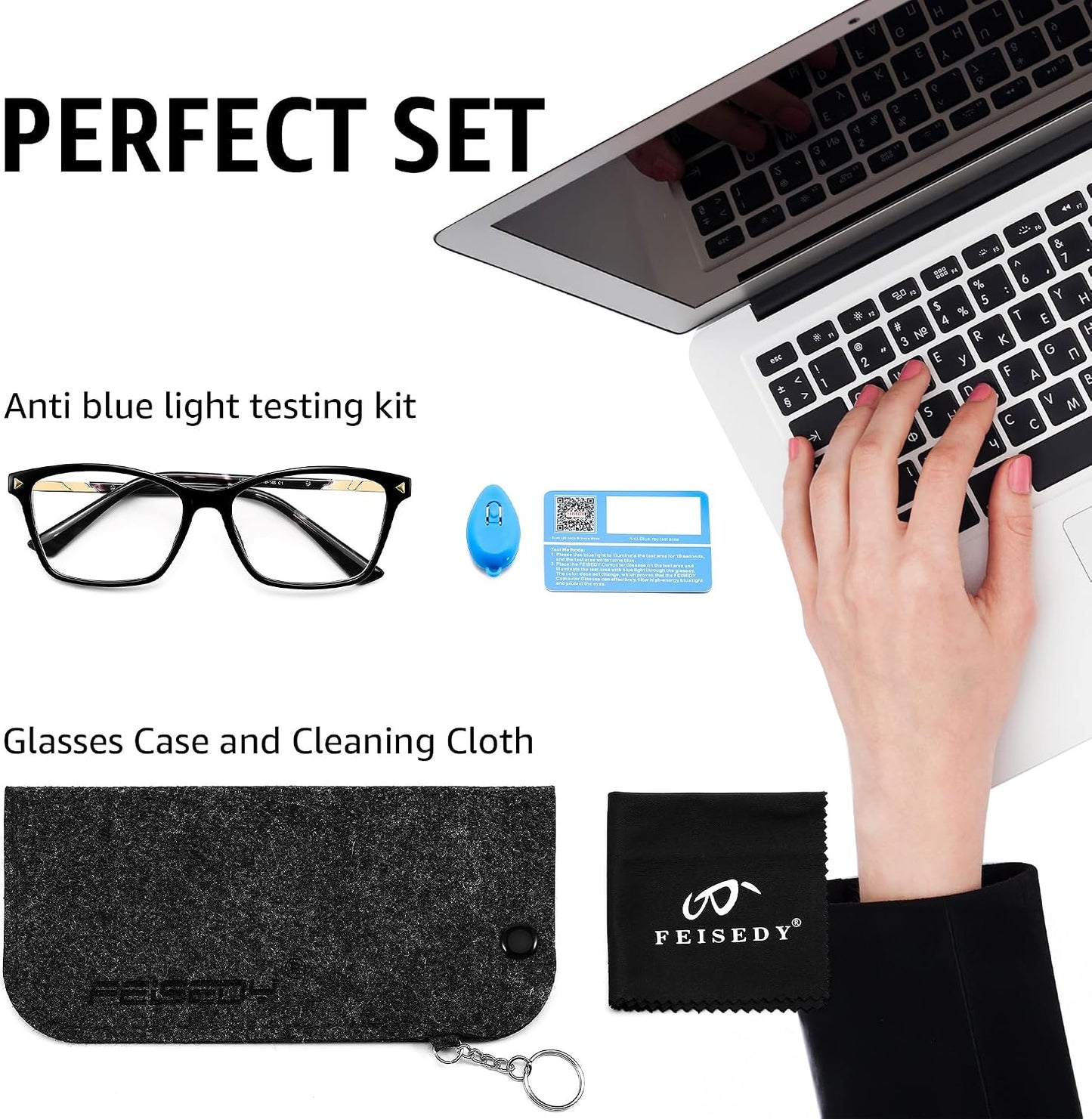 商品图片 7 | B0FZT81LLR | FEISEDY Blue Light Glasses for Women Men TR90 Computer Phone Gaming B0370 | Blue Light Blocking Glasses, Anti Eyestrain and Glare, Soft Comfortable Fit with Spring Hinges
