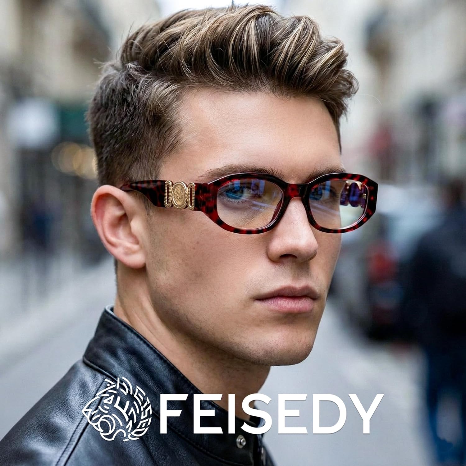 商品图片 18 | B0G34MVJQC | FEISEDY Trendy Blue Light Reading Glasses for Women and Men B0317 | Vintage 90s Anti-Glare Readers