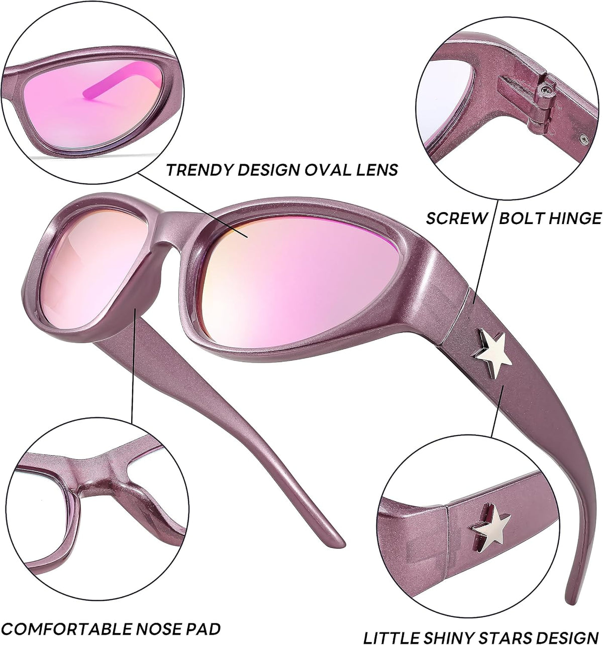 ÉÌƷͼƬ 16 | B0CBTG9FHB | FEISEDY Y2K Wrap Around Fashion Sunglasses for Women Men Trendy Futuristic 2000s Accessories Oval Sunglasses B1088