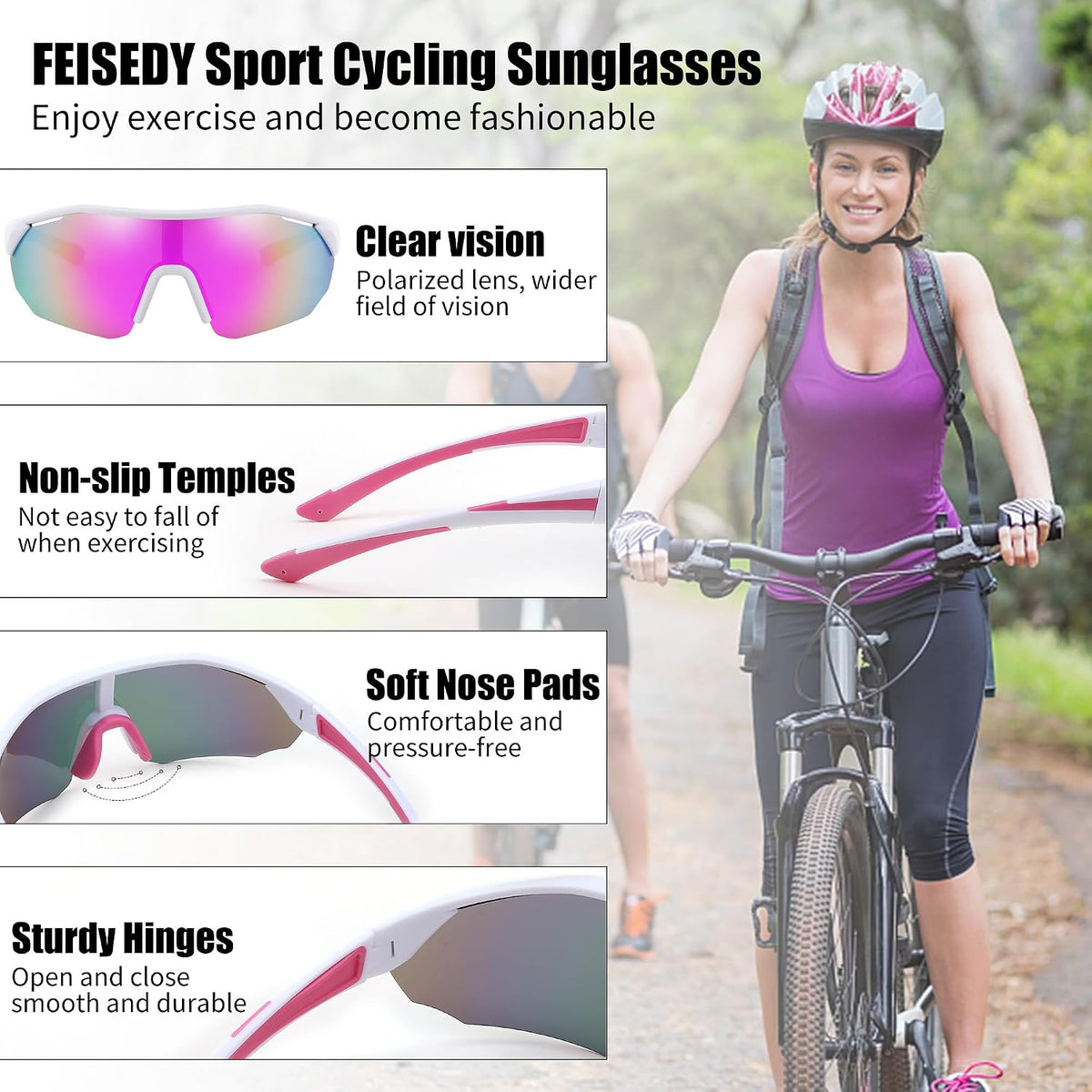 ÉÌƷͼƬ 18 | B0CNCBXTDV | FEISEDY Polarized Sunglasses Baseball Lightweight Frame Men Women Sports Cycling Sun Glasses for MTB UV400 Protection B0056