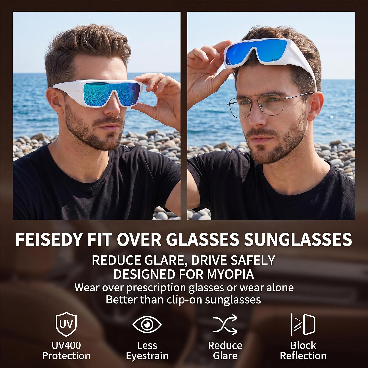 商品图片 17 | B0H2Z4Q1KM | FEISEDY Fit Over Glasses Polarized Sunglasses for Men Women B0456