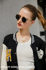 ÉÌƷͼƬ 18 | B0CHLX78KB | FEISEDY Retro Steampunk Sunglasses for Men Women, Round Metal Frame Gothic Vintage Style B2820