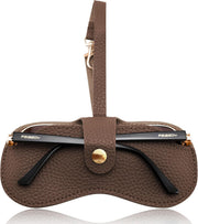 Khaki | B0FH1YVS3X | FEISEDY Soft Leather Sunglass Case-Slim Portable Glasses Holder for Women