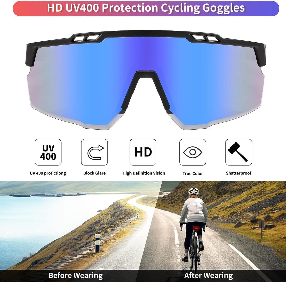 ÉÌƷͼƬ 19 | B0CBRSHNT3 | FEISEDY Sports Sunglasses for Men and Women, UV400 Protection Cycling Goggles Golf Baseball Driving Fishing B0022
