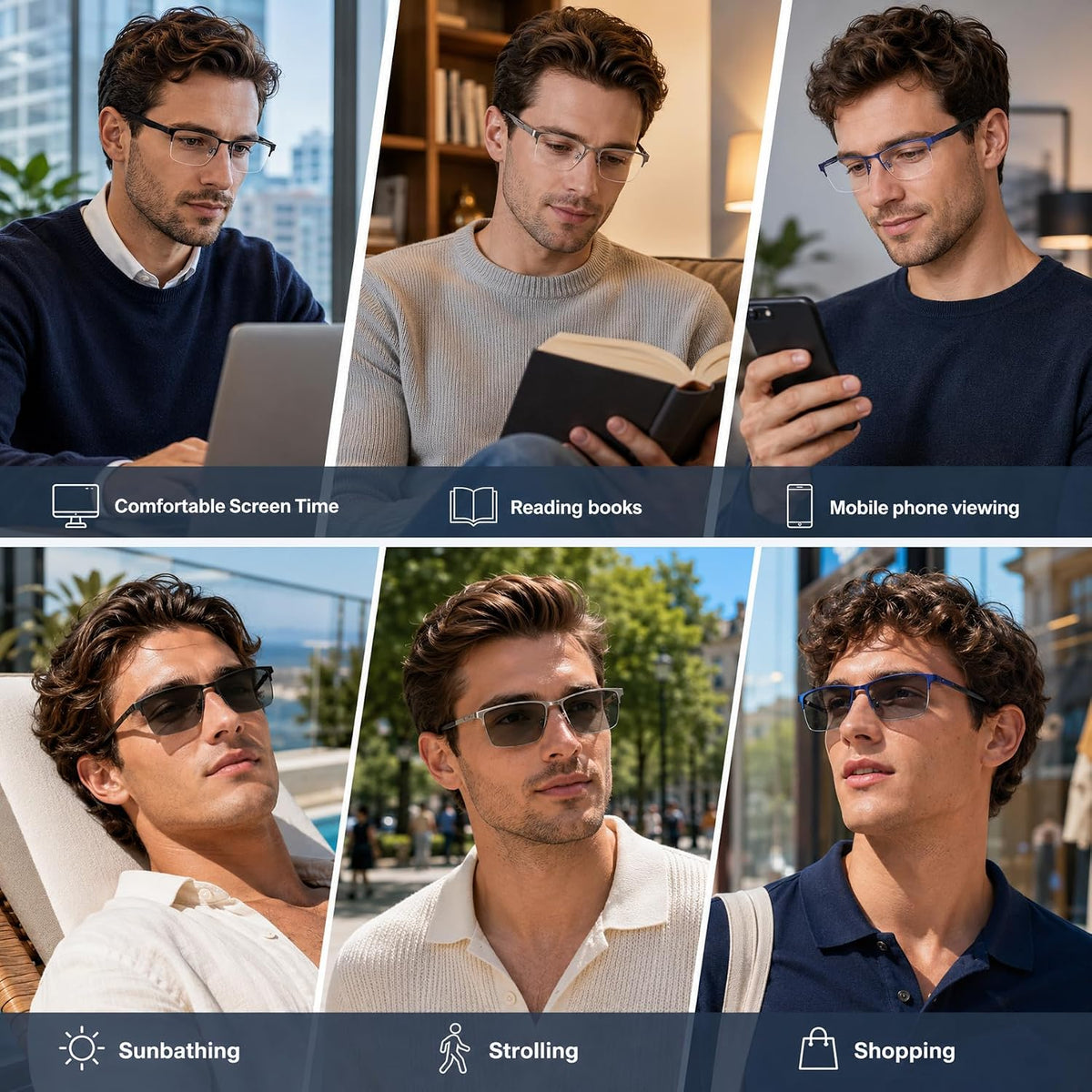 商品图片 7 | B0HBQMR3BM | FEISEDY Photochromic Reading Glasses Blue Light Blocking Readers B1662
