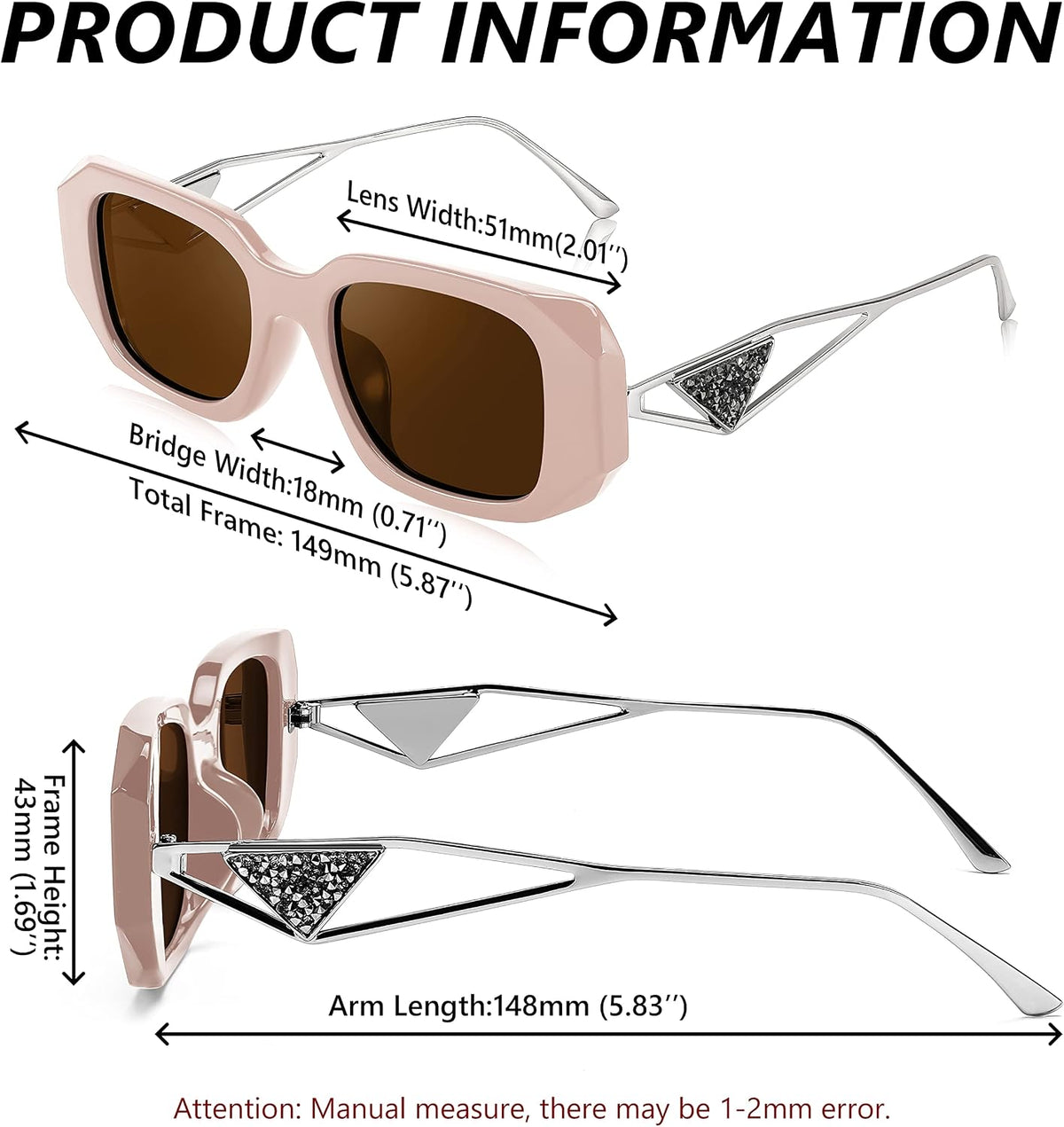 商品图片 20 | B0BV5YP1F2 | FEISEDY Retro Rectangle Sunglasses for Women Trendy Small Square Sunglasses 90s Vintage Shades B2968