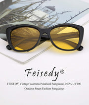 ÉÌƷͼƬ 47 | B07M9V125F | FEISEDY Polarized Vintage Sunglasses American Womens Square Jackie O Cat Eye Sunglasses B2451