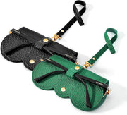 Black+green | B0FQHP9YFH | FEISEDY 2Pack Soft Leather Sunglass Bag, Portable Holder Eyeglasses Case