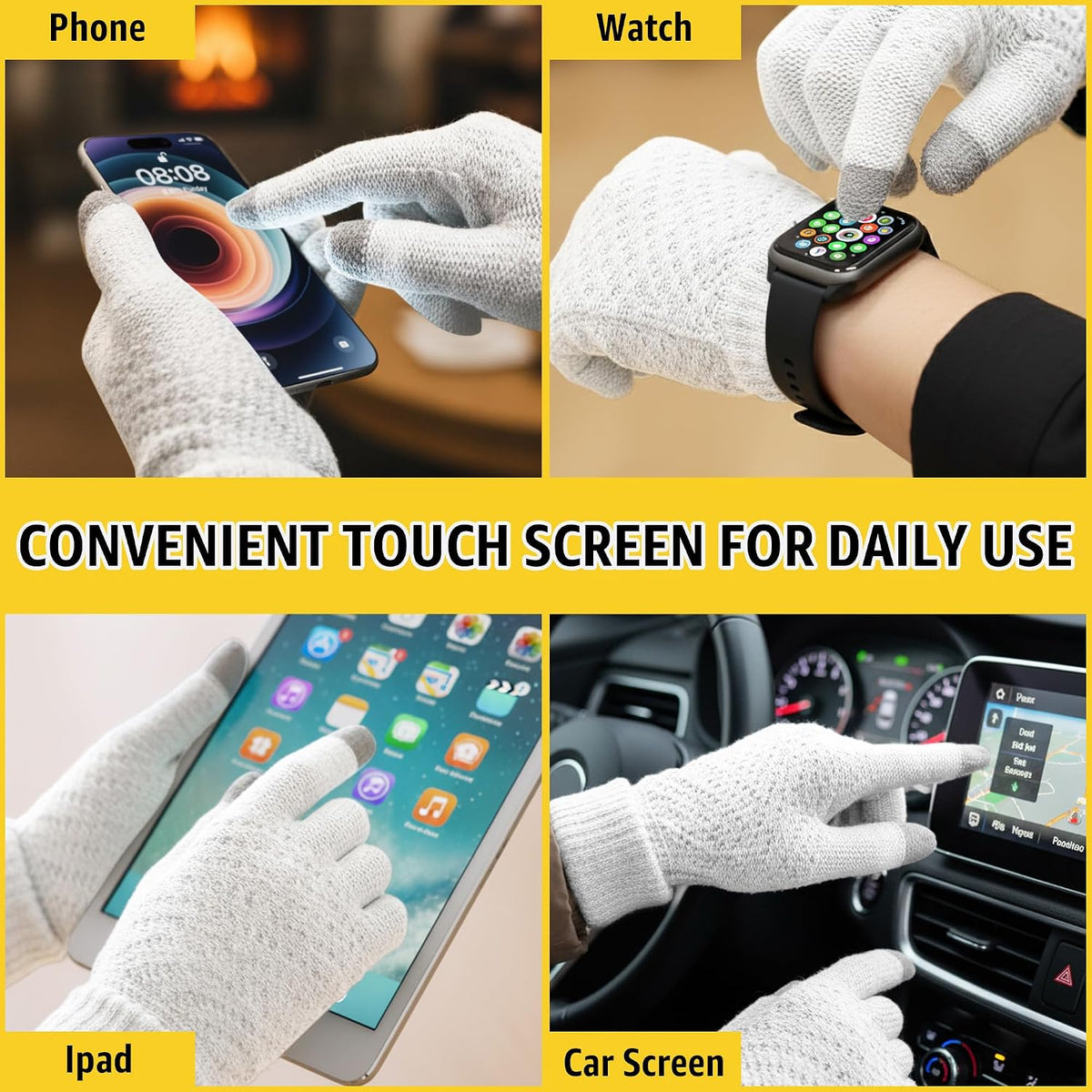 商品图片 11 | B0FQTZCSVS | Winter Gloves for Women Men - Knit Touchscreen Gloves, Fleece-Lined Thermal Gloves Fashionable Warm