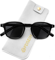 Black/Grey / 45 Millimeters | B0FHKJSSL9 | FEISEDY Retro Square Sunglasses Women Men Vintage Trendy Shades UV400 Protection B0306