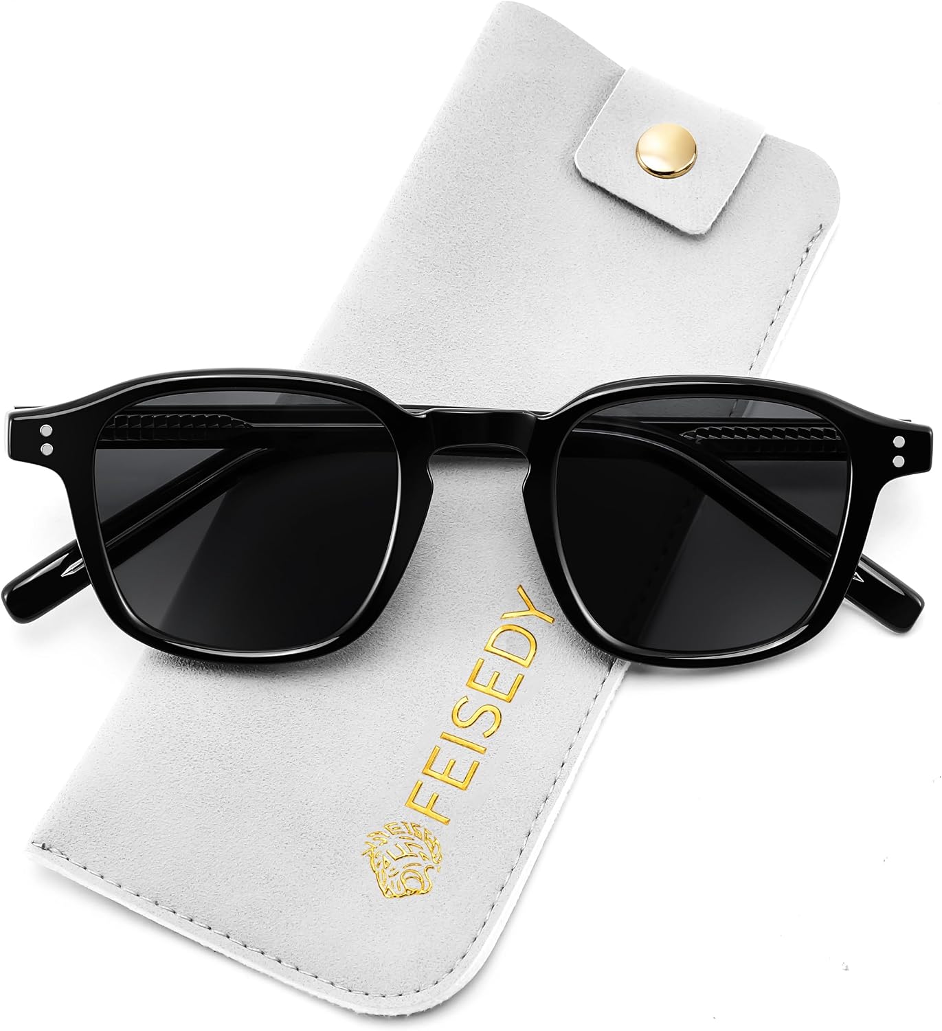 Black/Grey / 45 Millimeters | B0FHKJSSL9 | FEISEDY Retro Square Sunglasses Women Men Vintage Trendy Shades UV400 Protection B0306