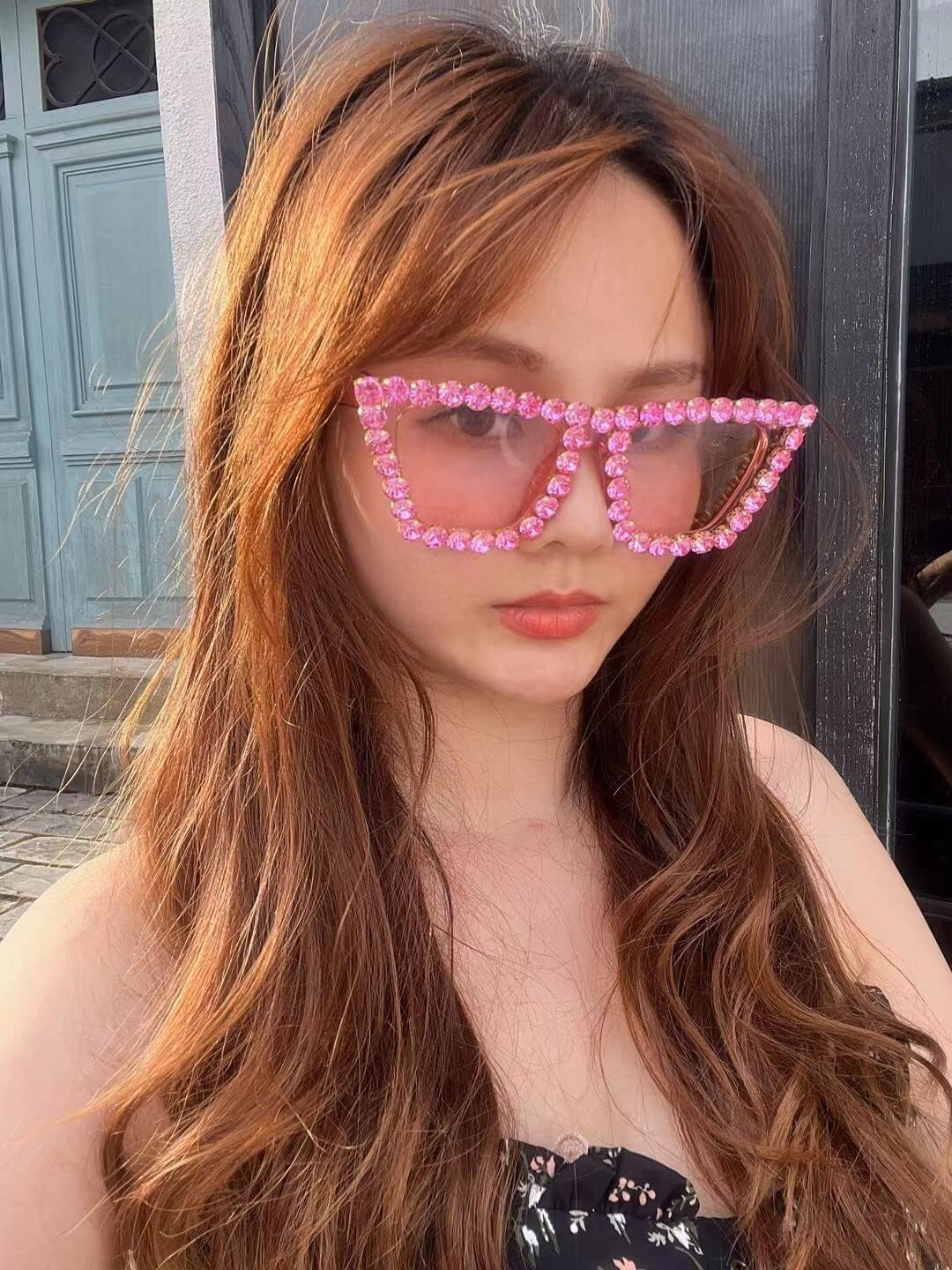 商品图片 37 | B09V7X56D4 | FEISEDY Women Crystal Square Cat Eye Sunglasses Sparkling Trendy Retro Cateye Sunglasses B2898