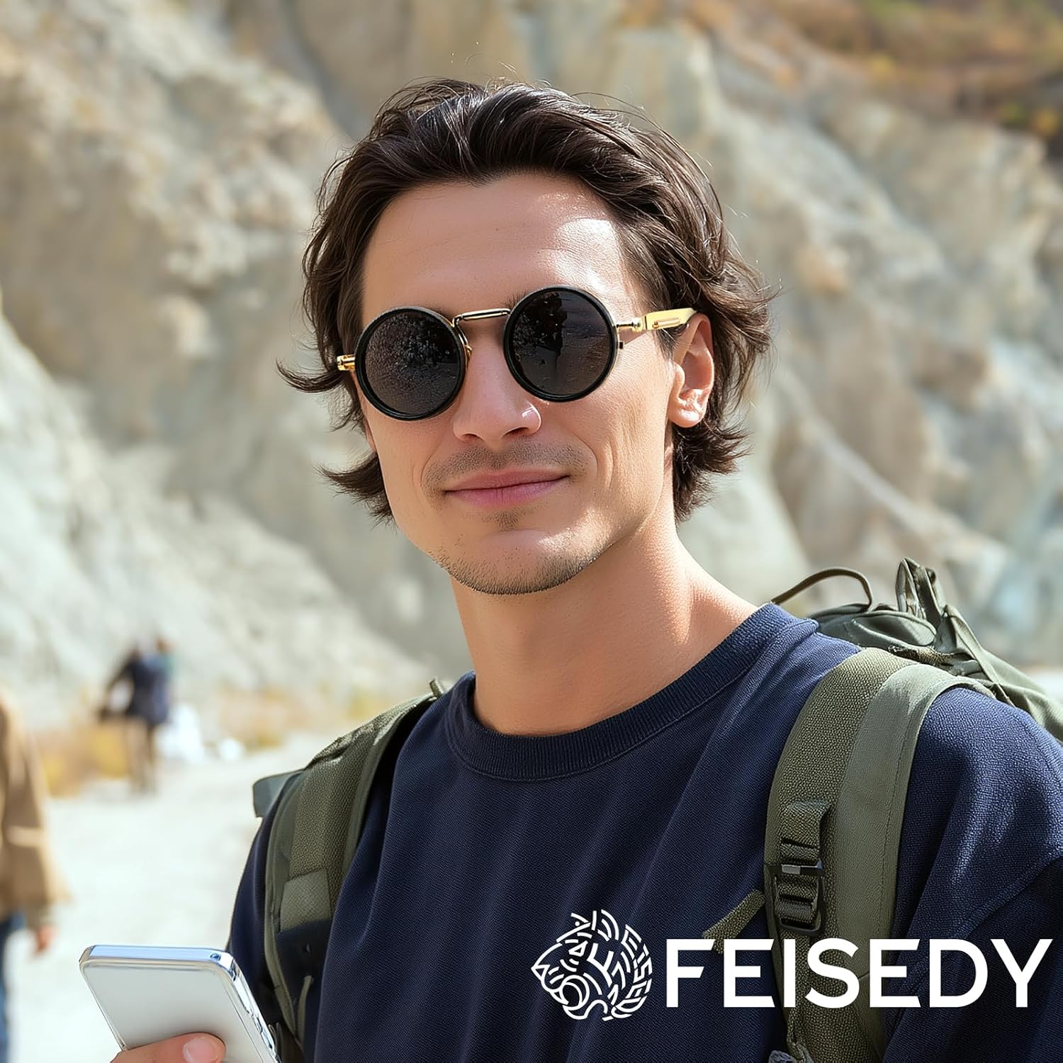 商品图片 23 | B0FK1DDVSV | FEISEDY Adjustable Sunglasses Polarized Men, Round Metal ND Filter B1400