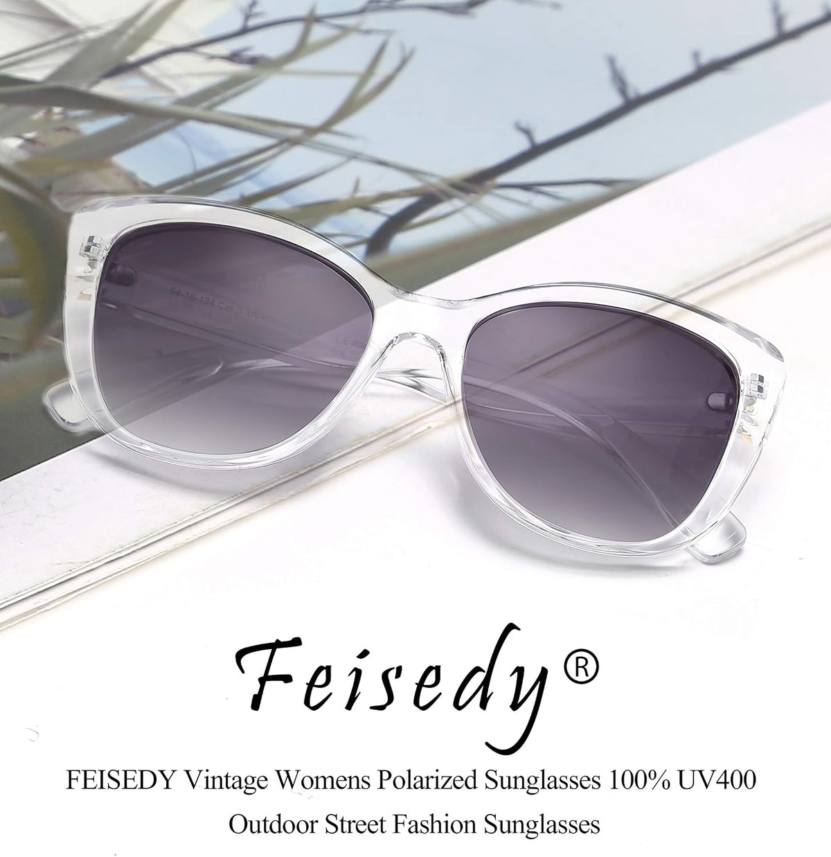 ÉÌƷͼƬ 104 | B07M9V125F | FEISEDY Polarized Vintage Sunglasses American Womens Square Jackie O Cat Eye Sunglasses B2451