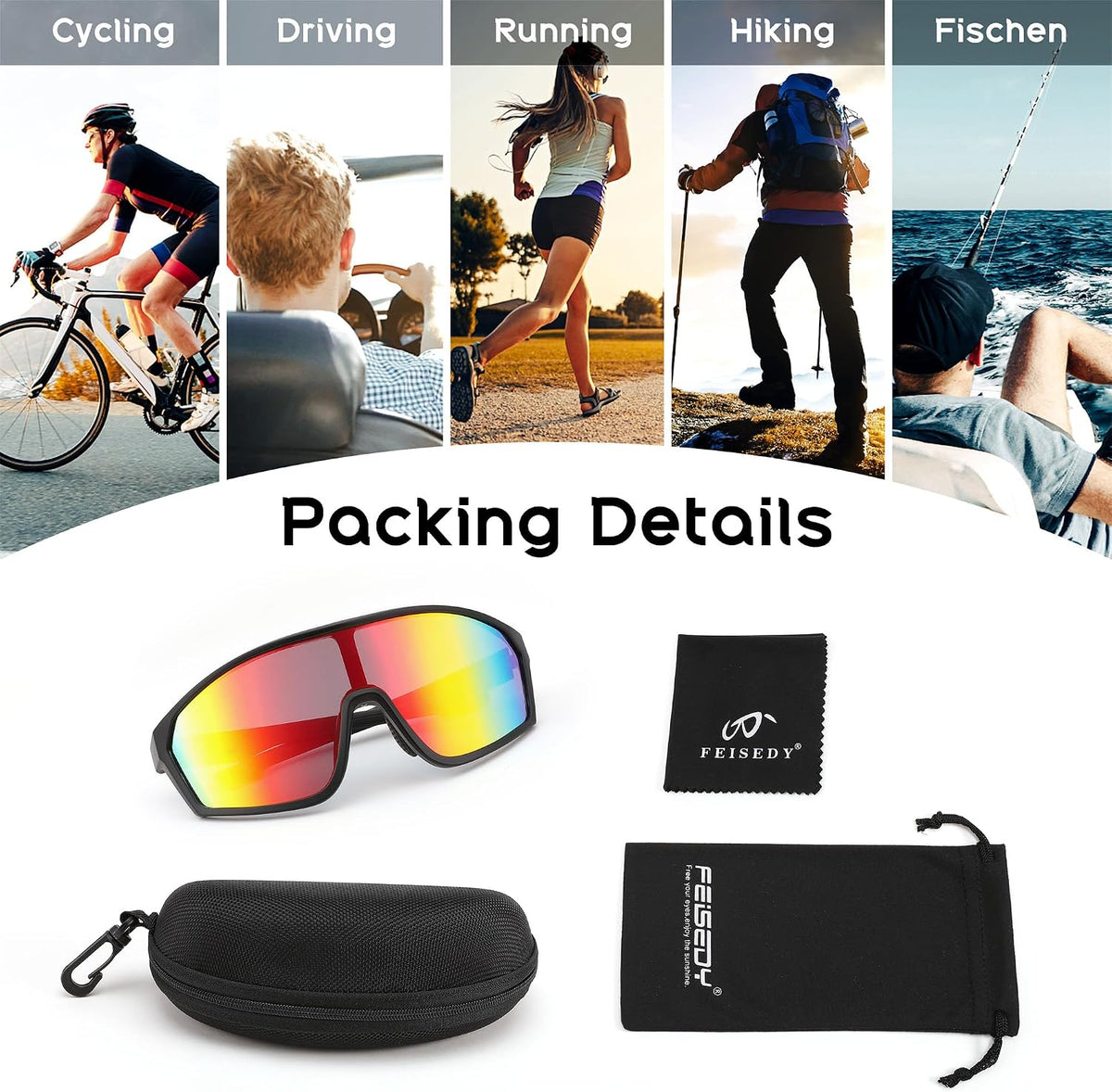 ÉÌƷͼƬ 14 | B0CNSHHV4H | FEISEDY Cycling Sunglasses Men Women, UV400 Protection for Baseball Cycling Sun Glasses Youth 8-12 B0085