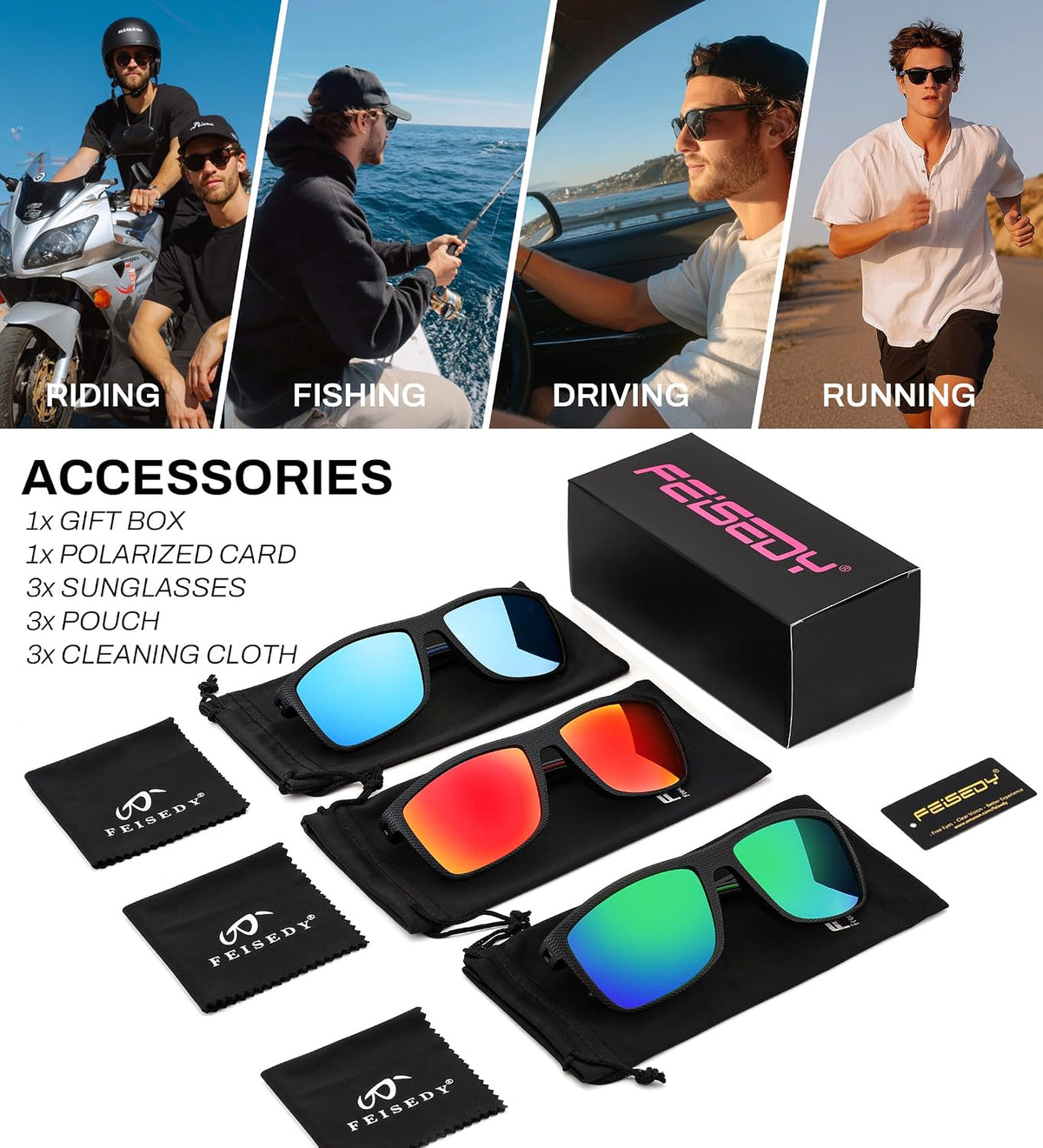 ÉÌƷͼƬ 13 | B0F8J2TQSK | FEISEDY Polarized Sunglasses for Men and Women Lightweight Frame Sun Glasses with UV400 Protection for Driving Fishing B0301