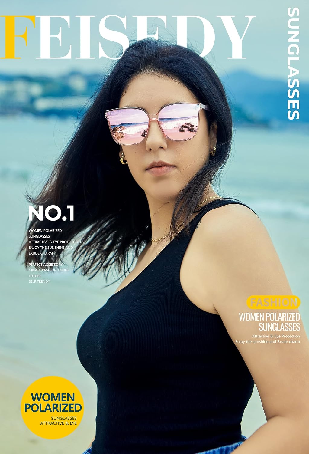 商品图片 53 | B0871BKMTN | FEISEDY Oversized Polarized Sunglasses - UV400 Protection, Square Fashion Sun Glasses for Outdoor & Daily B2600