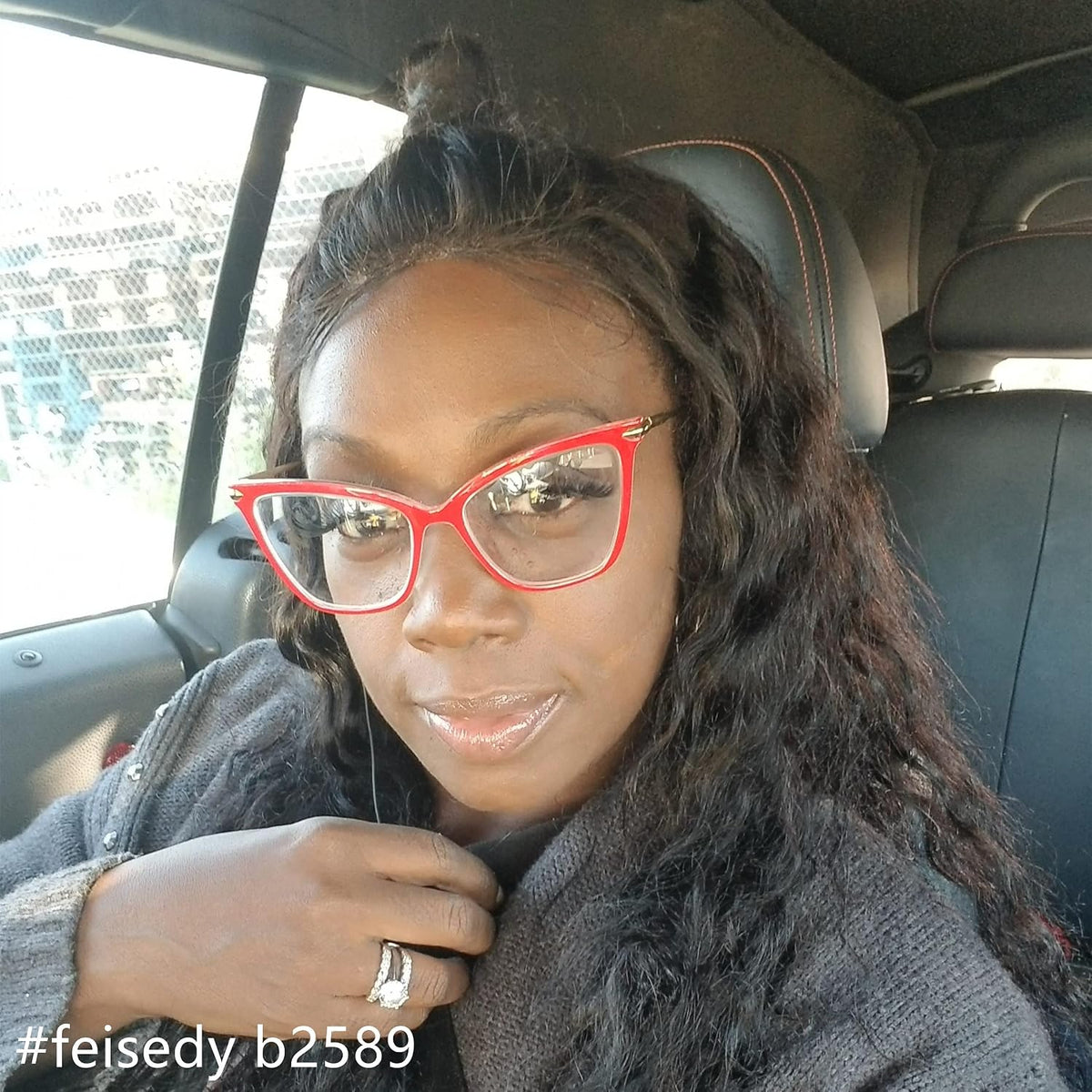 ÉÌƷͼƬ 33 | B085VSD2L3 | FEISEDY Oversized Cat Eye Glasses Frame Blue Light Blocking Eyewear for Women B2589