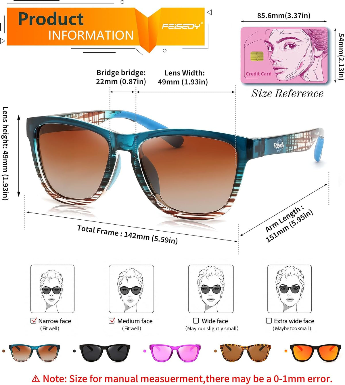 商品图片 11 | B0HFJF1ZXG | FEISEDY Polarized Sunglasses Women Men Sports Lightweight Sun Glasses B1423